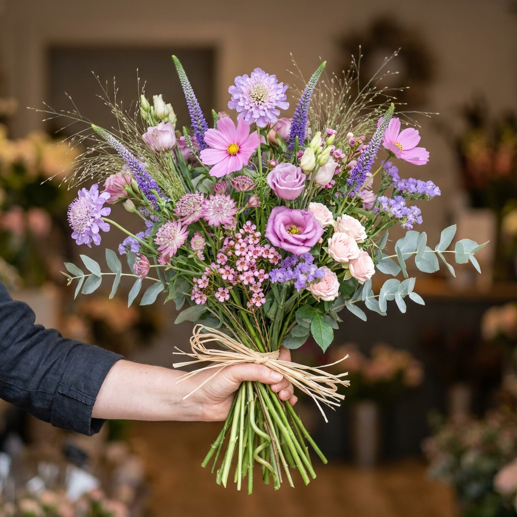 Plukboeket roze paars