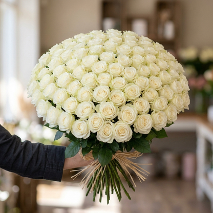 Boeket witte rozen