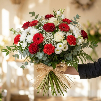 Boeket rood & wit royaal