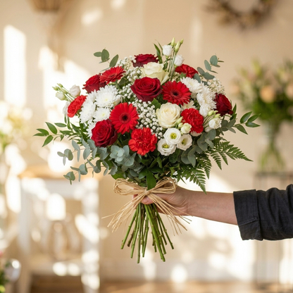 Boeket rood & wit royaal