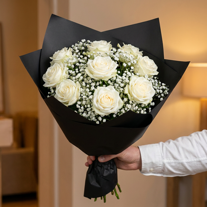 Boeket Witte Rozen Elegance