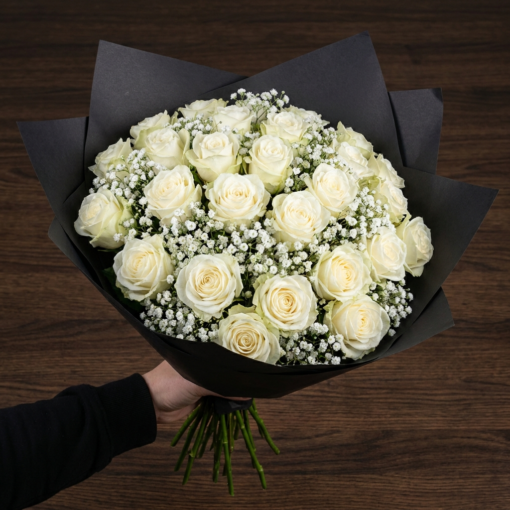 Boeket Witte Rozen Elegance